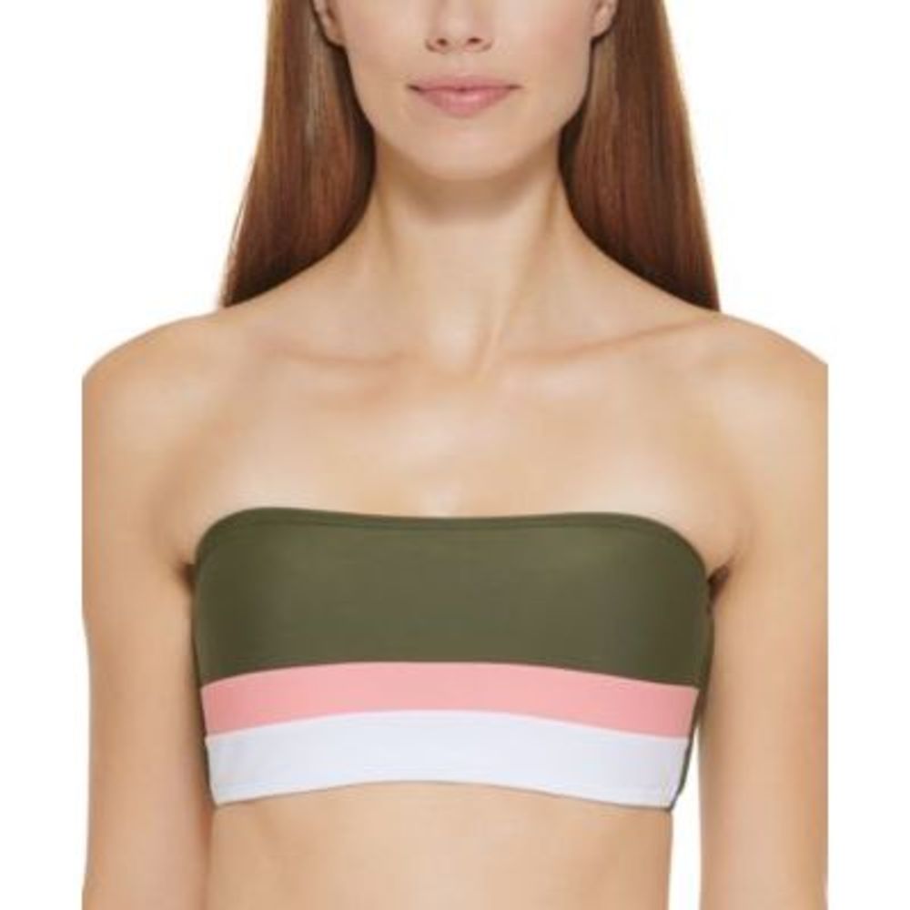 MSRP $78 DKNY Colorblocked Bandeau Bikini Top Green Size XS